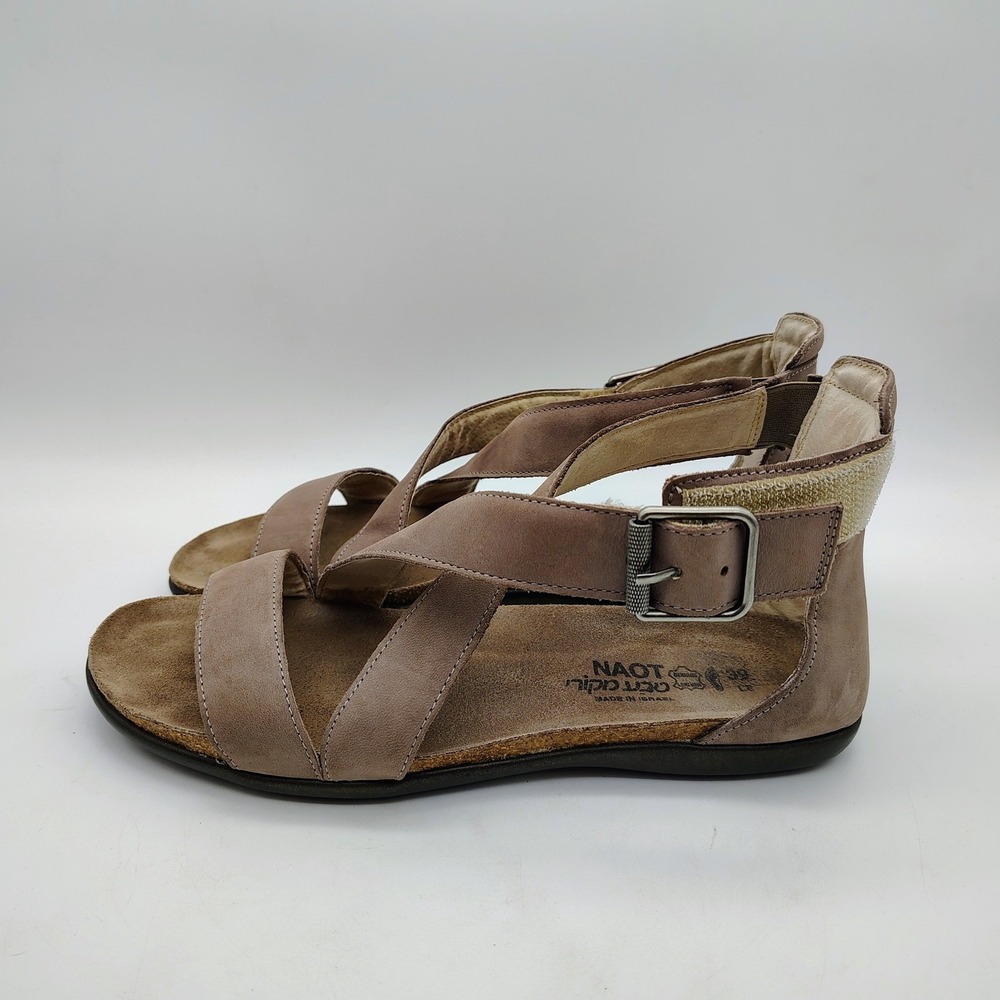 Naot Rianna Women's Brown Leather Buckle Crisscroos Sandals Size‎ 39 US 8-8.5